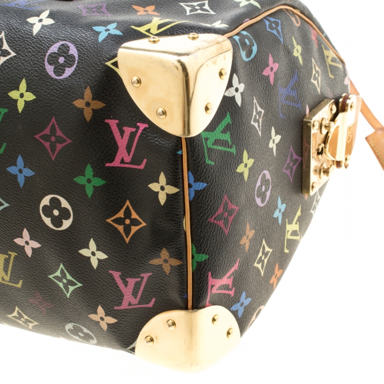 Pre Owned Louis Vuitton Black Multicolor Monogram Canvas Speedy 30