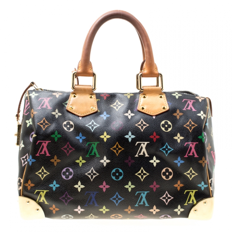 Pre Owned Louis Vuitton Black Multicolor Monogram Canvas Speedy 30