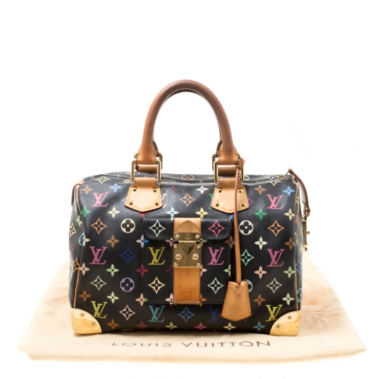 Pre Owned Louis Vuitton Black Multicolor Monogram Canvas Speedy 30
