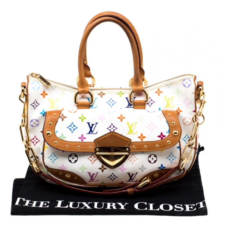 Pre Owned Louis Vuitton White Multicolor Monogram Canvas Rita Bag