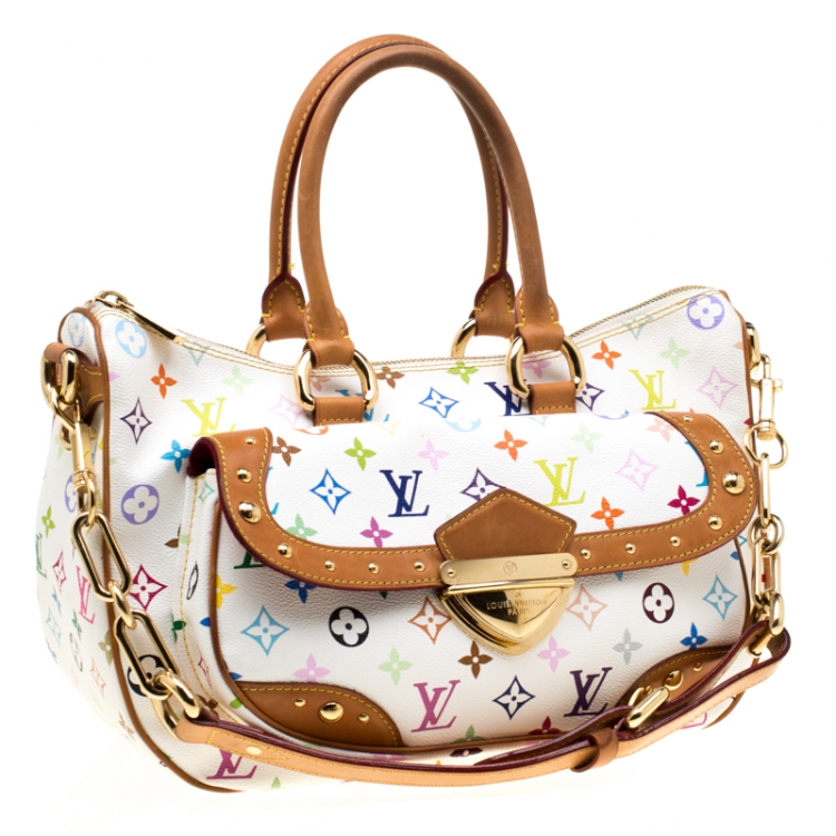 Pre Owned Louis Vuitton White Multicolor Monogram Canvas Rita Bag