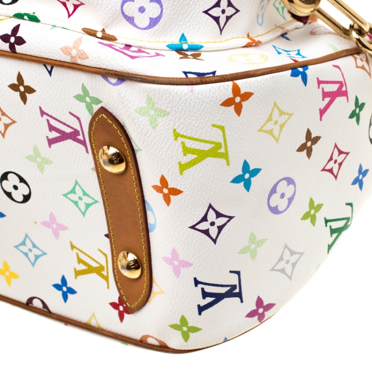 Pre Owned Louis Vuitton White Multicolor Monogram Canvas Rita Bag