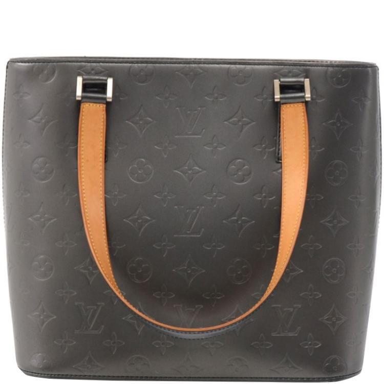 LOUIS VUITTON Monogram Mat Black Leather Tote Bag Purse Stockton #8625 Be  elegant and luxury! You can buy it at our online shop. Please check my  shop.