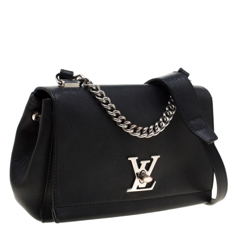 Pre Owned Louis Vuitton Black Leather Lockme II BB Bag