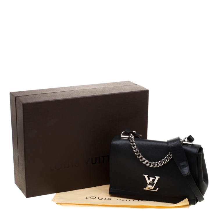 Pre Owned Louis Vuitton Black Leather Lockme II BB Bag