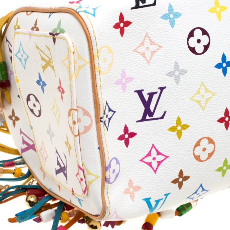 Pre Owned Louis Vuitton White Monogram Multicolore Limited Edition Fringe Speedy 25