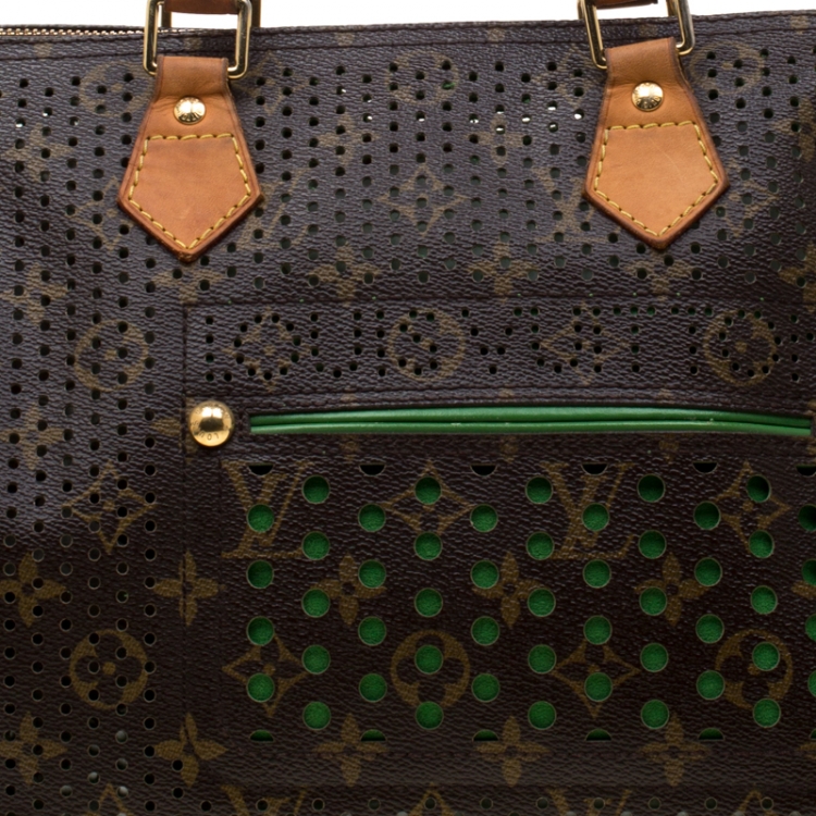 Pre Owned Louis Vuitton Green Monogram Perforated Canvas Limited Edition Speedy 30