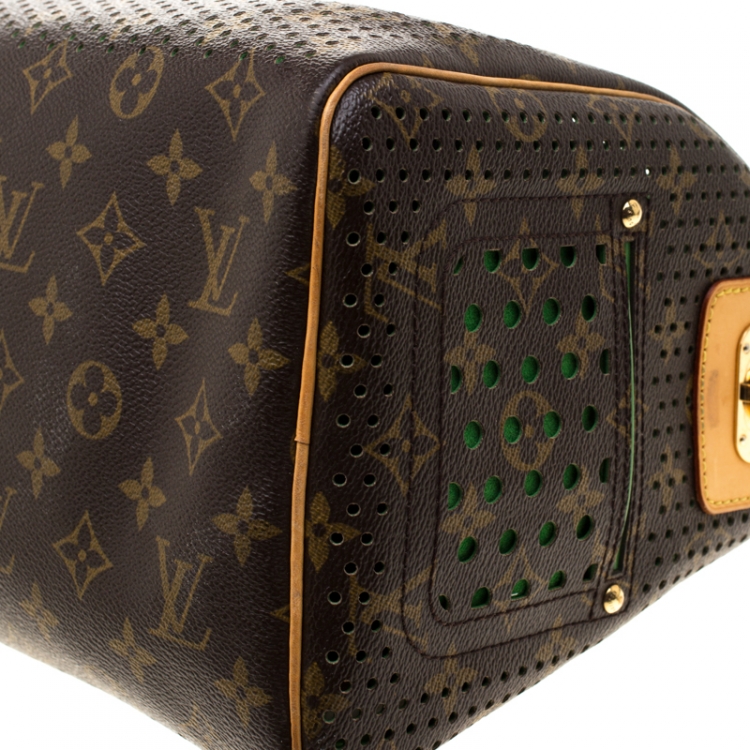 Pre Owned Louis Vuitton Green Monogram Perforated Canvas Limited Edition Speedy 30