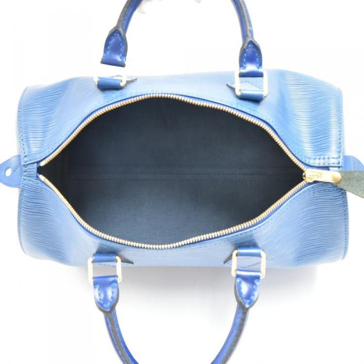 Pre Owned Louis Vuitton Toledo Blue Epi Leather Speedy 30 Bag