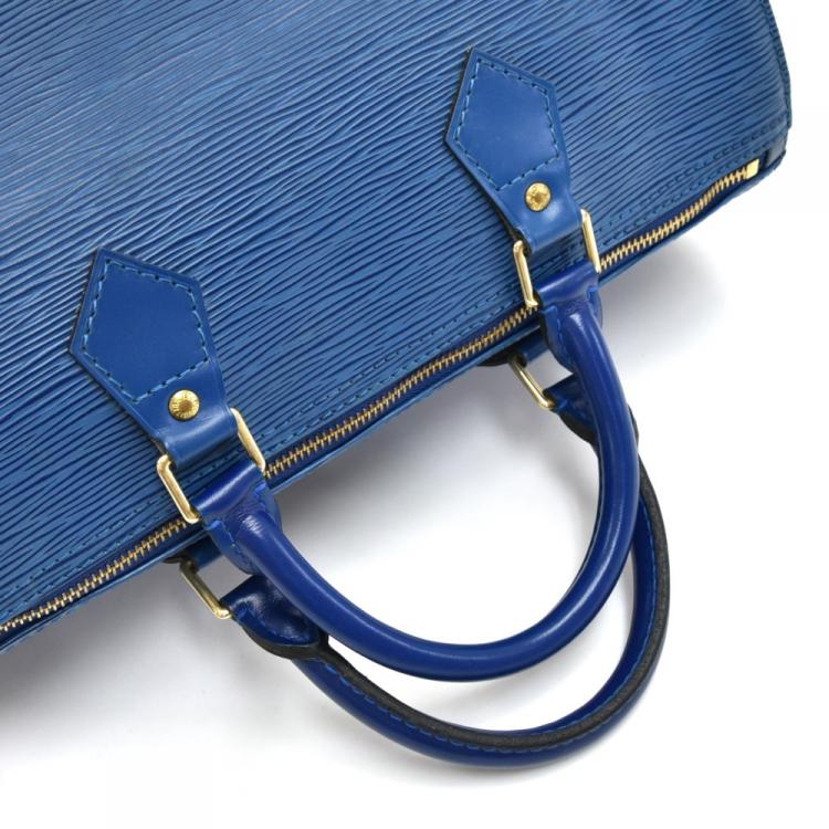 Pre Owned Louis Vuitton Toledo Blue Epi Leather Speedy 30 Bag