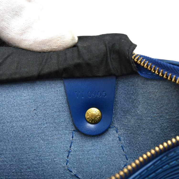 Pre Owned Louis Vuitton Toledo Blue Epi Leather Speedy 30 Bag