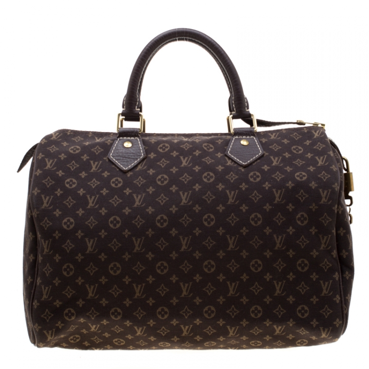 Pre Owned Louis Vuitton Fusain Monogram Canvas Mini Lin Speedy 30 Bag