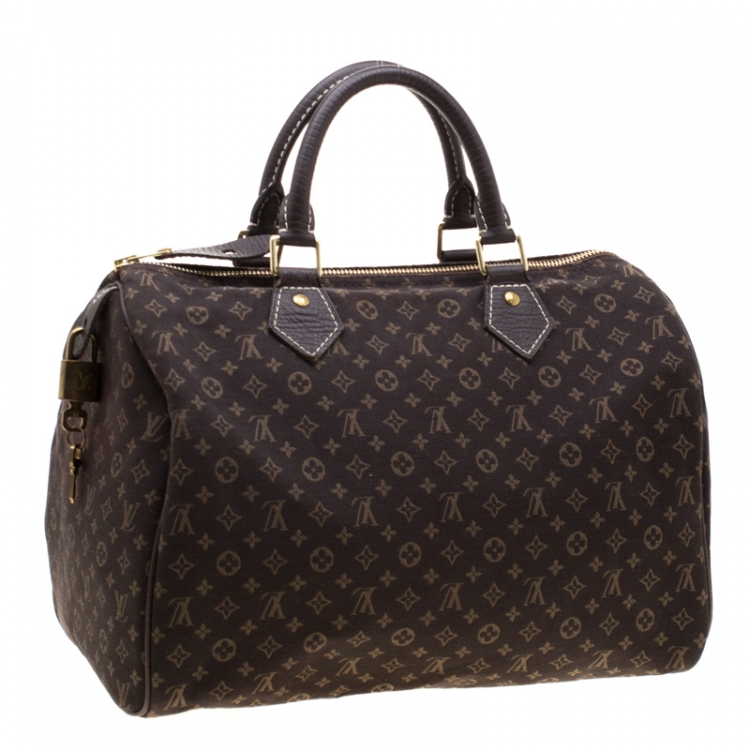 Pre Owned Louis Vuitton Fusain Monogram Canvas Mini Lin Speedy 30 Bag