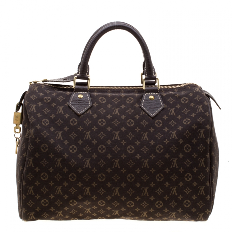 Pre Owned Louis Vuitton Fusain Monogram Canvas Mini Lin Speedy 30 Bag