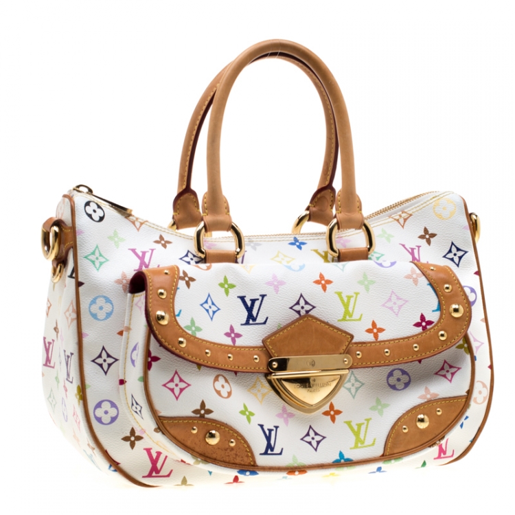 Pre Owned Louis Vuitton White Multicolor Monogram Canvas Rita Bag