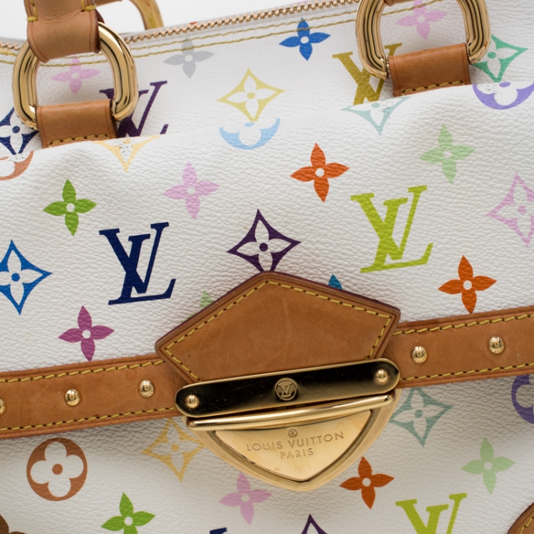 Pre Owned Louis Vuitton White Multicolor Monogram Canvas Rita Bag