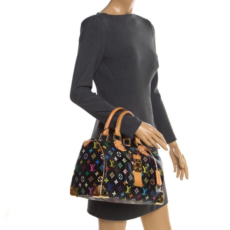 Pre Owned Louis Vuitton Black Multicolore Monogram Canvas Speedy 30 Bag