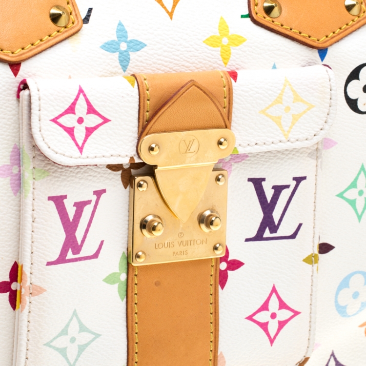 Pre Owned Louis Vuitton White Multicolor Monogram Canvas Speedy 30