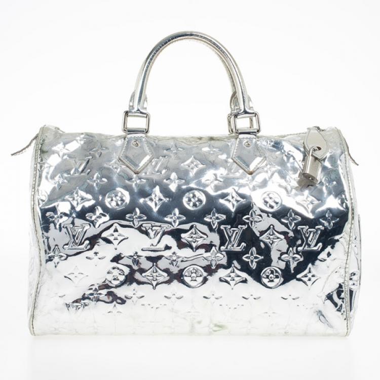 A LIMITED EDITION SILVER MONOGRAM MIROIR SPEEDY 30 WITH SILVER