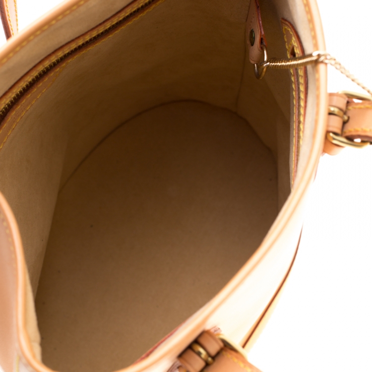 Pre Owned Louis Vuitton Natural Vachetta Leather Limited Edition Petit Bucket Bag