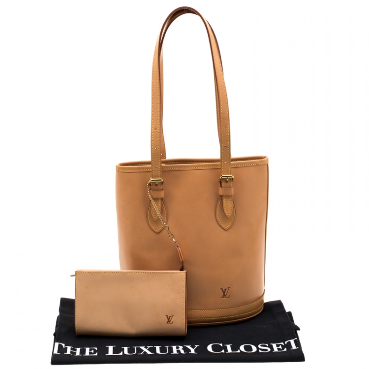 Pre Owned Louis Vuitton Natural Vachetta Leather Limited Edition Petit Bucket Bag