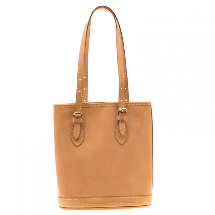Pre Owned Louis Vuitton Natural Vachetta Leather Limited Edition Petit Bucket Bag