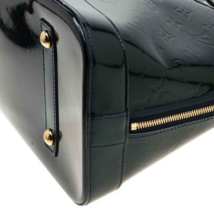 Pre Owned Louis Vuitton Blue Nuit Monogram Vernis Alma GM Bag