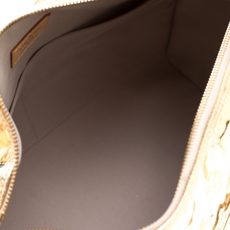 Pre Owned Louis Vuitton Gold Monogram Limited Edition Miroir Speedy 30 Bag