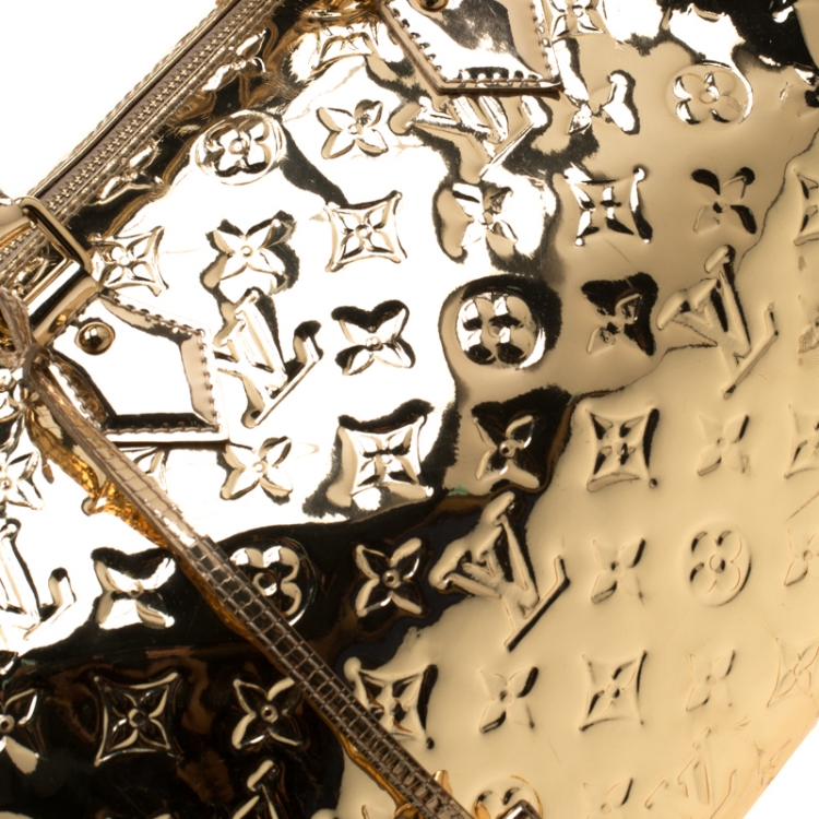 Pre Owned Louis Vuitton Gold Monogram Limited Edition Miroir Speedy 30 Bag