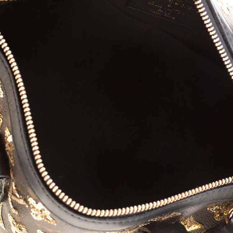 Pre Owned Louis Vuitton Black/Gold Monogram Canvas Limited Edition Eclipse Speedy 28