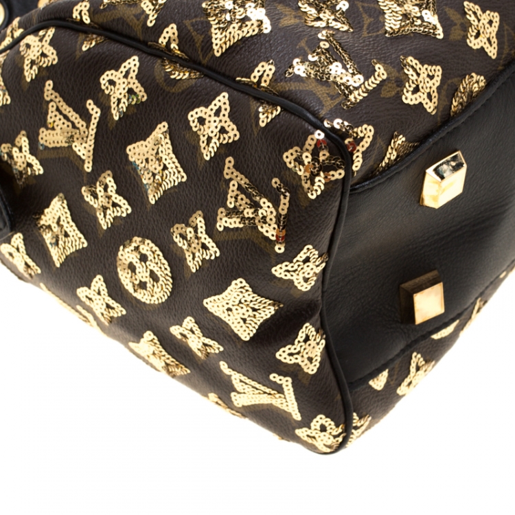 Pre Owned Louis Vuitton Black/Gold Monogram Canvas Limited Edition Eclipse Speedy 28