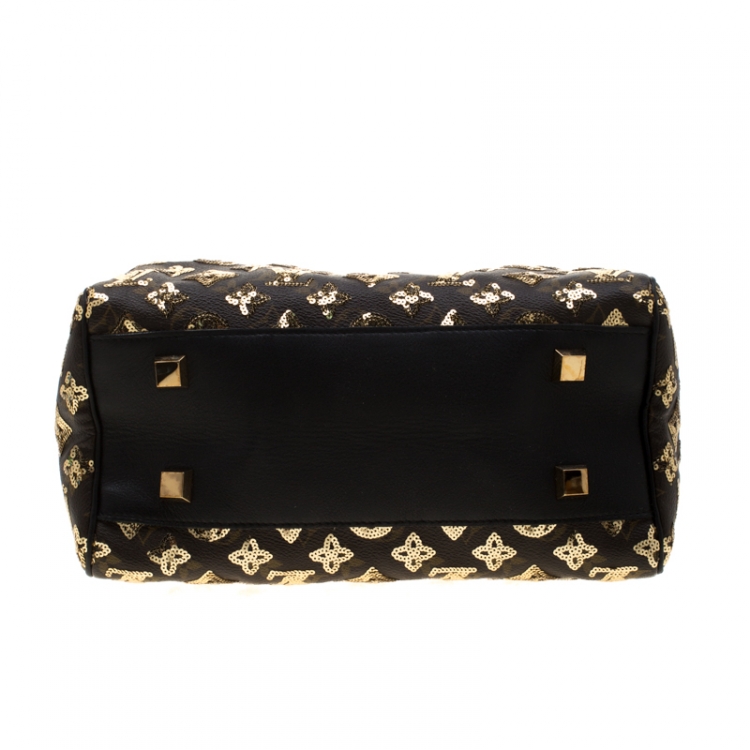Pre Owned Louis Vuitton Black/Gold Monogram Canvas Limited Edition Eclipse Speedy 28
