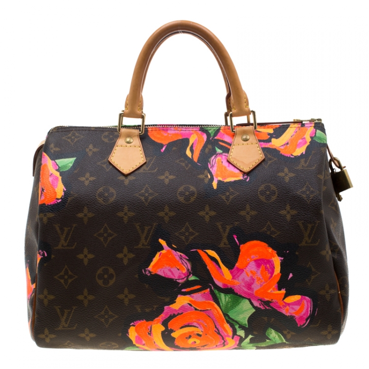 Pre Owned Louis Vuitton Multicolor Monogram Canvas Limited Edition Stephen Sprouse Roses Speedy 30 Bag