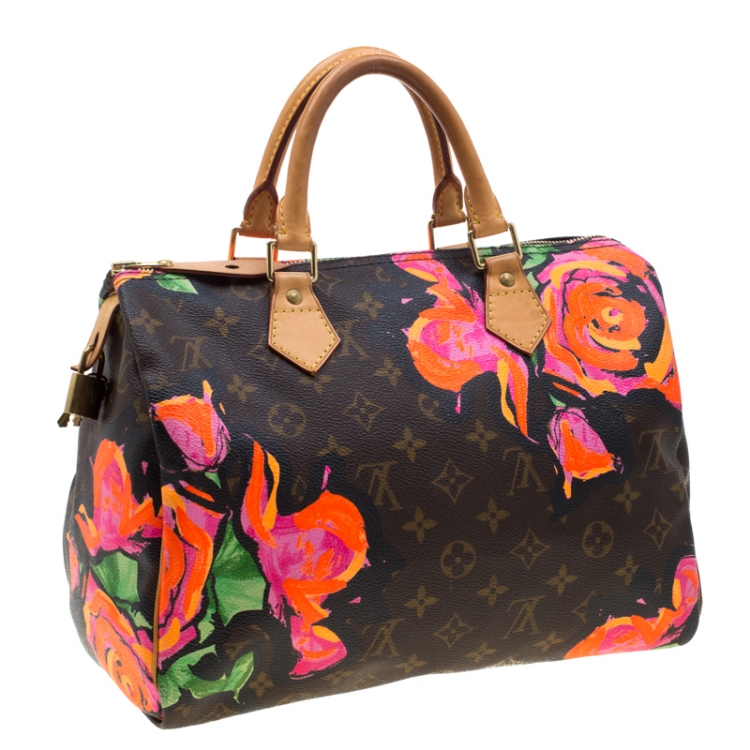 Pre Owned Louis Vuitton Multicolor Monogram Canvas Limited Edition Stephen Sprouse Roses Speedy 30 Bag
