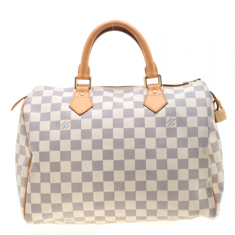 Pre Owned Louis Vuitton Damier Azur Canvas Speedy 30 Bag