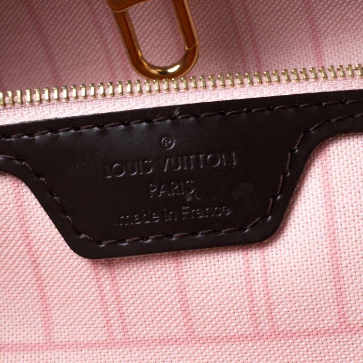 Pre Owned Louis Vuitton Rose Ballerine Damier Ebene Canvas Neverfull MM Bag