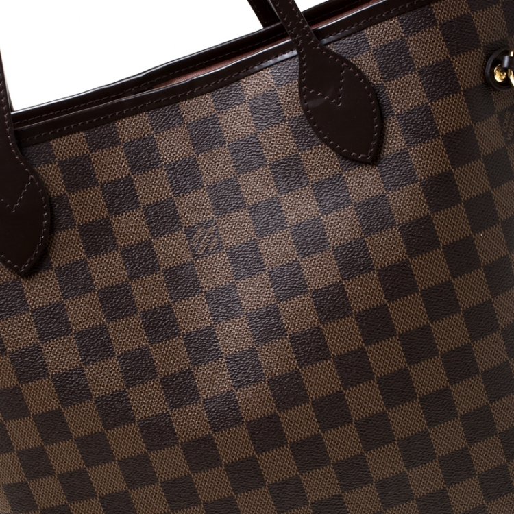 Pre Owned Louis Vuitton Rose Ballerine Damier Ebene Canvas Neverfull MM Bag