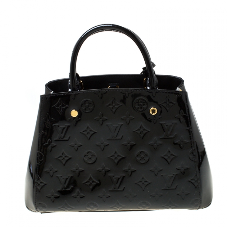 Pre Owned Louis Vuitton Black Magnetique Monogram Vernis Montaigne BB Bag