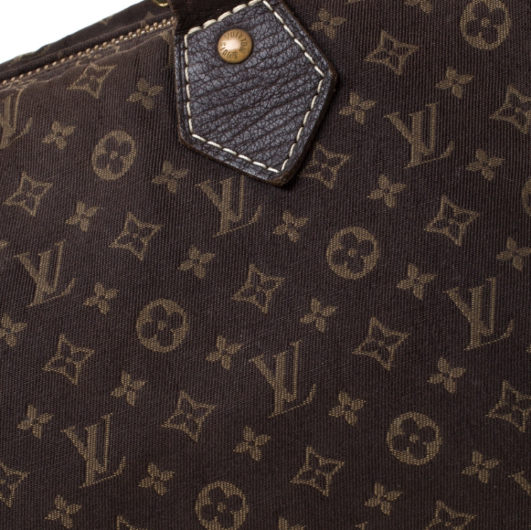 Pre Owned Louis Vuitton Fusain Monogram Canvas Mini Lin Speedy 30 Bag