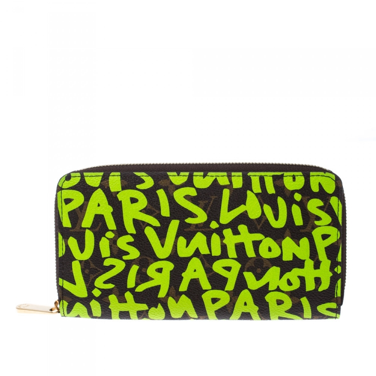 LOUIS VUITTON Monogram Graffiti Zippy Wallet Green 36522
