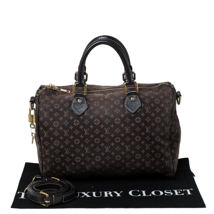 Pre Owned Louis Vuitton Fusain Monogram Idylle Canvas Bandouliere Speedy 30 Bag      