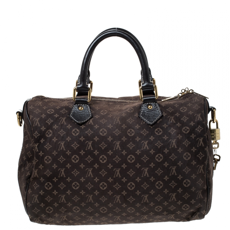 Pre Owned Louis Vuitton Fusain Monogram Idylle Canvas Bandouliere Speedy 30 Bag      