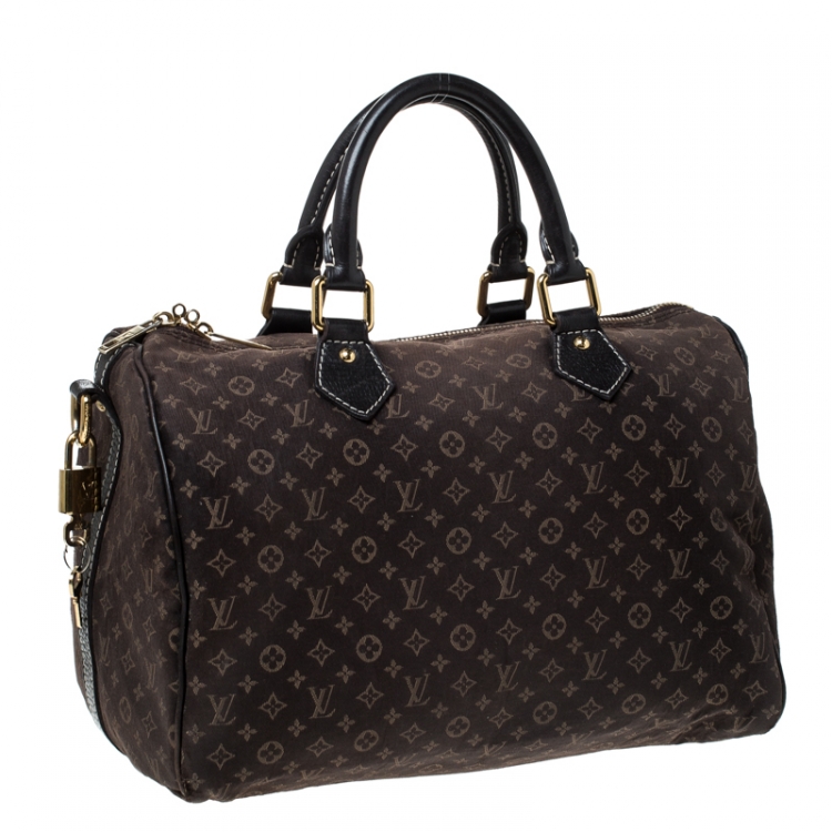 Pre Owned Louis Vuitton Fusain Monogram Idylle Canvas Bandouliere Speedy 30 Bag      
