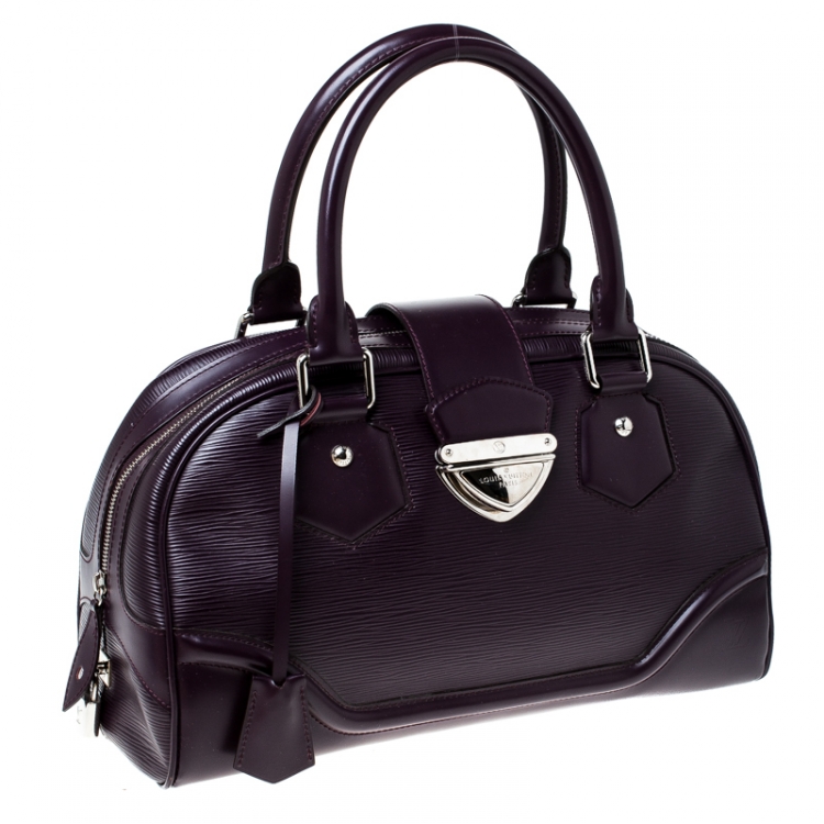 Pre Owned Louis Vuitton Purple Epi Leather Bowling Montaigne GM Bag