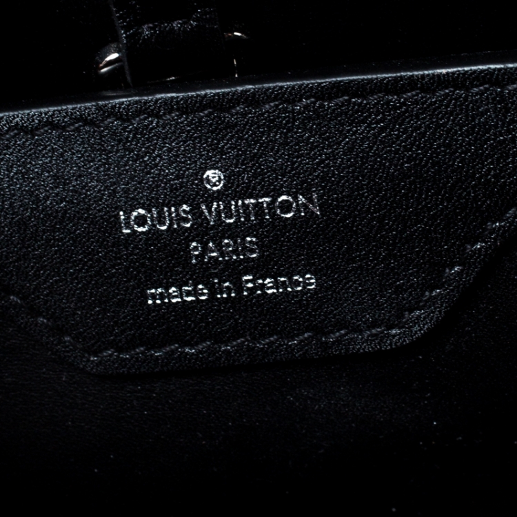 Pre Owned Louis Vuitton Black Leather Crystal Flowers Capucines BB Bag         