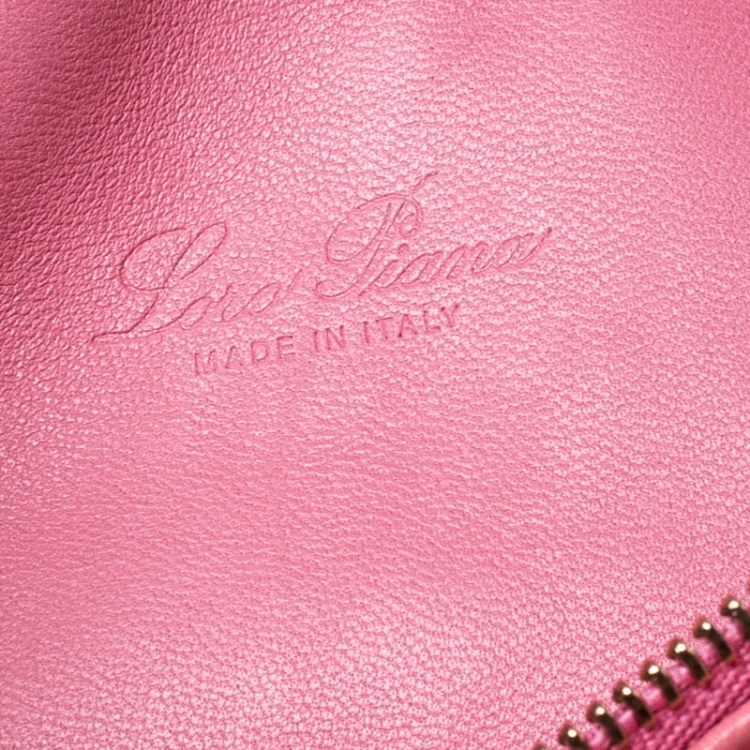 Pre Owned Loro Piana Pink Ostrich Leather Mini Pouch
