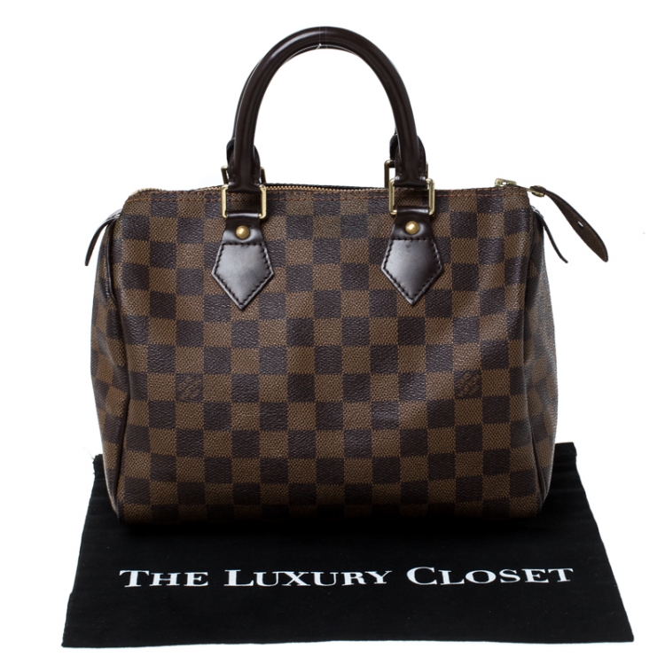 Pre Owned Louis Vuitton Damier Ebene Canvas Speedy 25 Bag