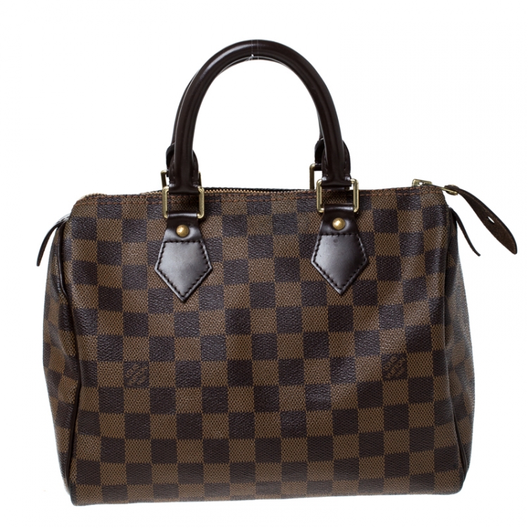 Pre Owned Louis Vuitton Damier Ebene Canvas Speedy 25 Bag