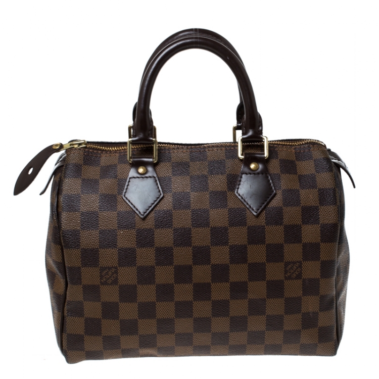 Pre Owned Louis Vuitton Damier Ebene Canvas Speedy 25 Bag