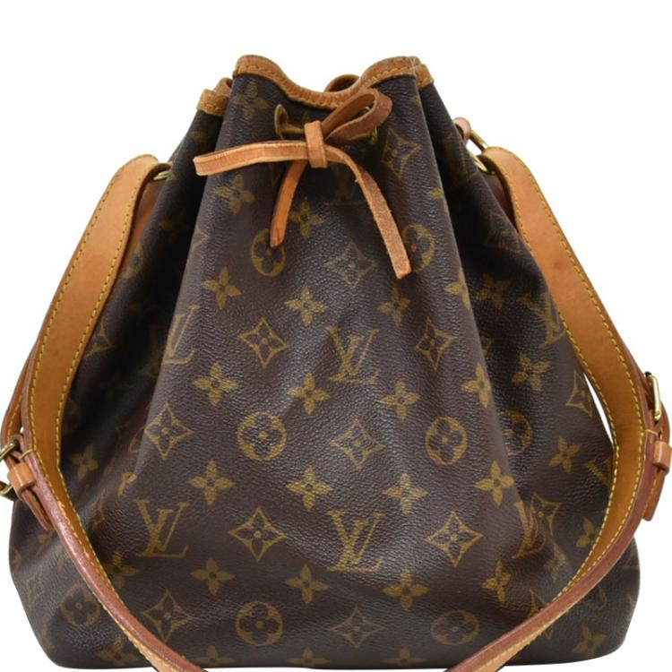 Louis Vuitton petit Noé shopping bag in brown monogram canvas and natural  leather